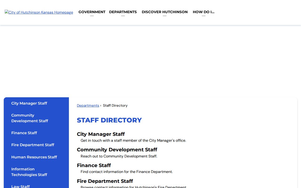 Hutchinson residents directory municipal staff contacts