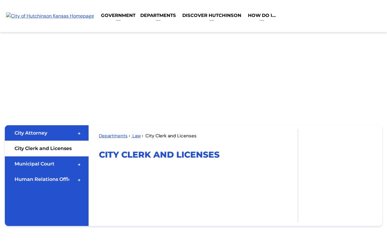 Hutchinson neighbors city clerk license records