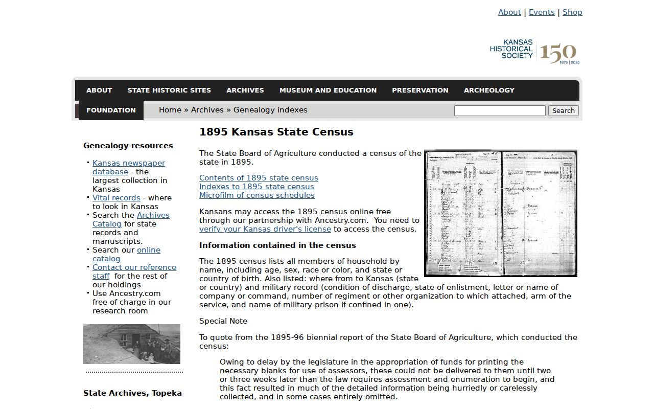 Hutchinson previous residents 1895 Kansas census