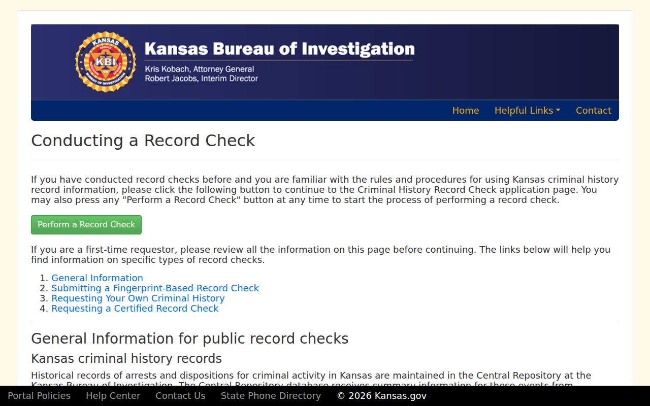 Kansas criminal history search instructions